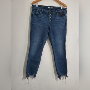Old Navy Women's Button Fly Jeans Size 14 Ankle Mid Rise